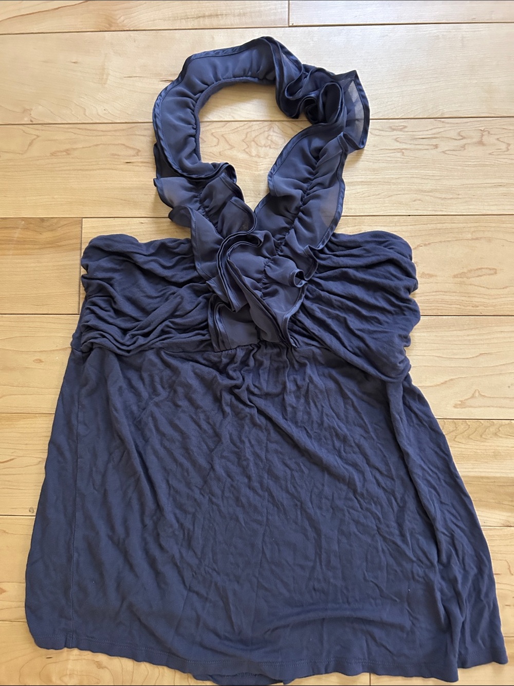 Express dark purple Ruffled Halter Top